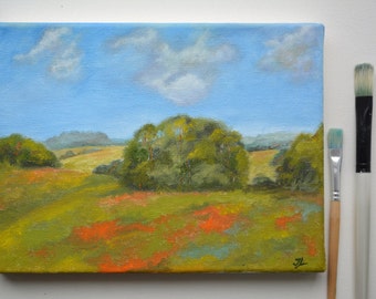 Original Small Oil Painting on Canvas. Landscape Painting. Daily Painting. Abstract Art. Contemporary Fine Art