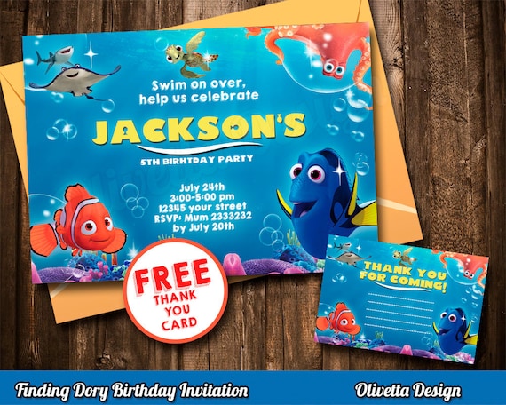 Finding Dory Invitation Finding Dory Invite Printable