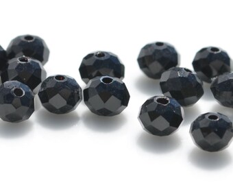 50 Black Crystal 5 x 6mm Rondelle Beads BD338