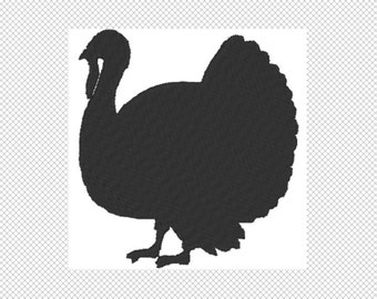 Turkey Silhouette Machine Embroidery Design File - Instant Download -4x4 hoop - multiple formats -facing 2 directions - 4 sizes