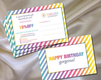 LLR kit,Custom Birthday Card, Stripes color, Striped, LLR Marketing kit, Branding, Marketing for Consultant | MKBI_01