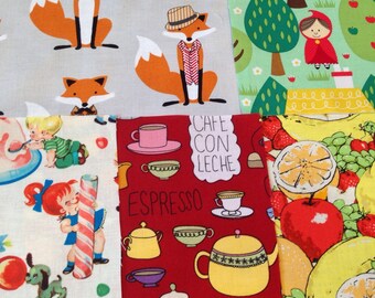 Rainbow scrap pack of cotton quilt fabric, mixed designs, 35 pieces aprox 8" x 5", designer fabric scraps, Art Gallery, Michael Miller, Moda