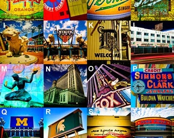 Detroit Coasters by Iconic Detroit Art - Mix and Match Your Set of 6 - Tumbled Tile Coasters