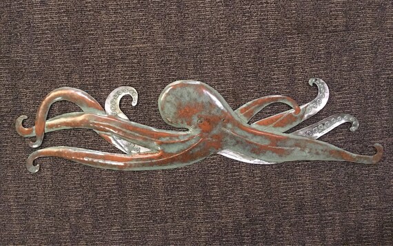 Octopus Metal 48in Handmade Wall Art Sculpture Coastal Tropical Beach