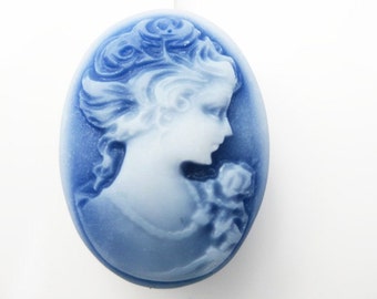 Blue and White Cameo Bobby Pin