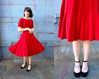 1950's Velvet Crimson Anne Fogarty Dress