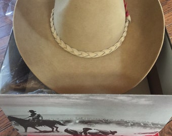Vintage Never Worn John Stetson Western Cowboy Hat 4X Beaver XXXX 7 1/4