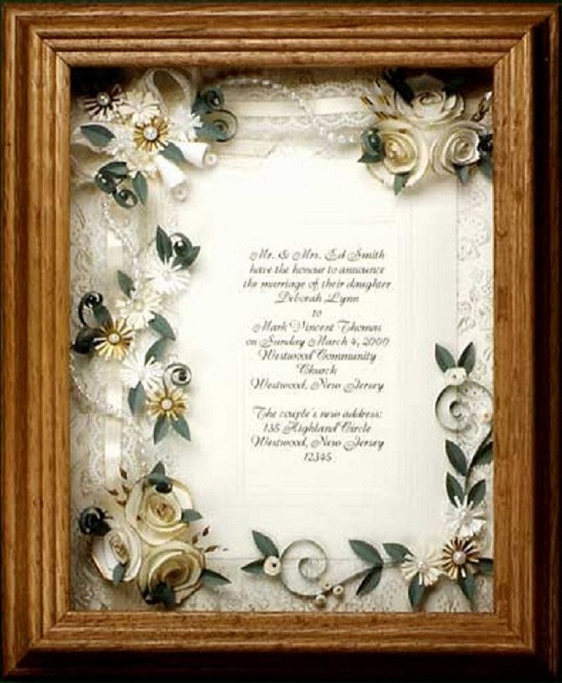 framed wedding invitation. wedding gift framed ivory wedding