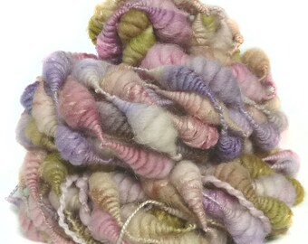 Handspun Art Yarn handdyed Merino wool silk coils