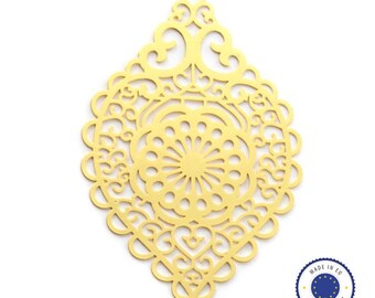 1 x pendant filigree drop 38x58mm - made in Europe - gold