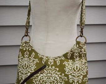 Green Damask Purse Cross Body