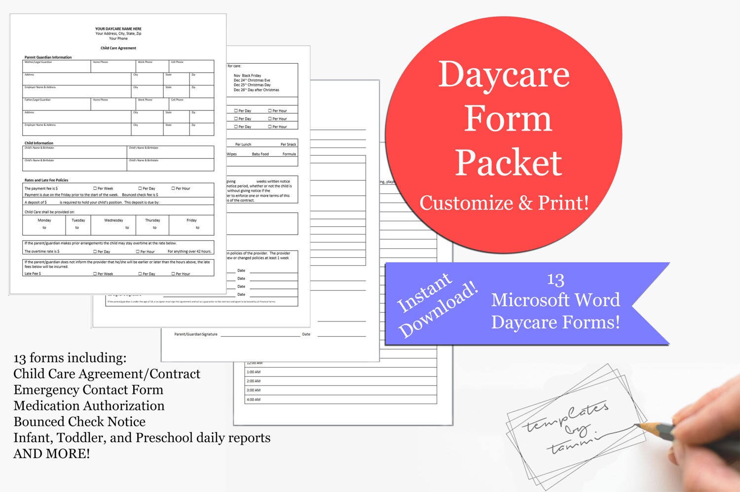 daycare record daycare form pack daycare records daycare forms editable daycare record daycare form pack daycare records daycare forms editable