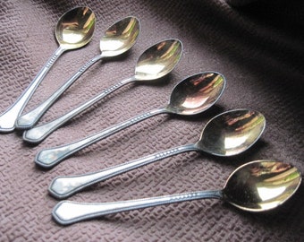 6 Old Soviet Vintage Teaspoons, USSR made, Melchior, Serving Flatware, Collection spoons, 1970's