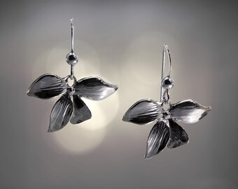 Sterling Silver Multi Leaf Minimalist Dangle Charm Earrings