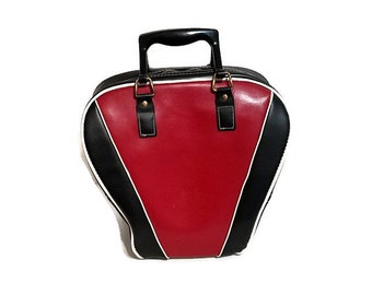 Bowling Ball Bag Red Black Leeds Vinyl Vegan Leather 1970's
