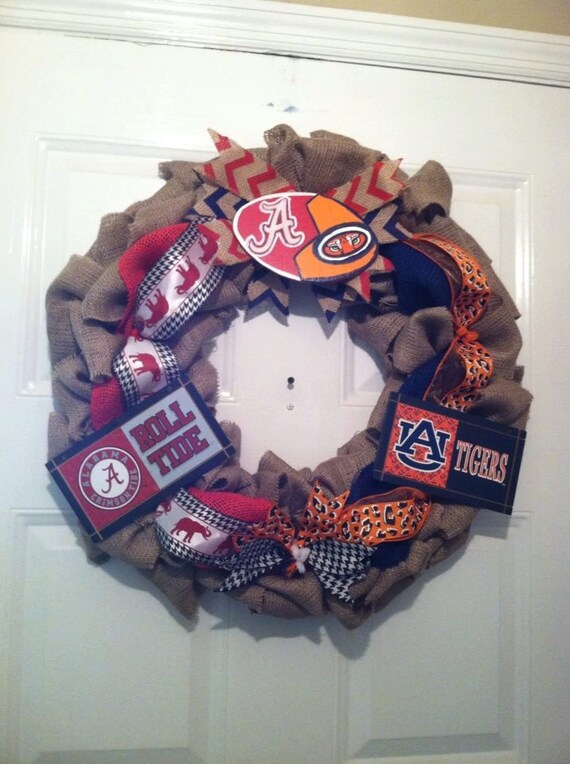 Alabama/Auburn Collegiate Burlap Wreath, Roll Tide/War Eagle Wreath,Collegiate Wreaths, House Divided Wreath, War Eagle Wreath, Bama Wreath