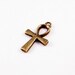 BC36 - Bronze goddess of war Sekhmet Ankh cross charm pendant