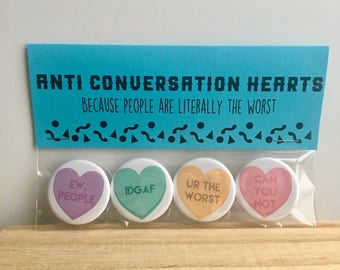 Anti Conversation Heart Pin Pack