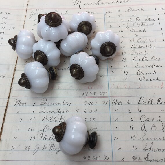 White plastic Knob or Drawer Pull knobs ONE