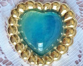 Treasures of the Duchess Series, ‘KJL’ Kenneth Lane, Puffed Heart Pin