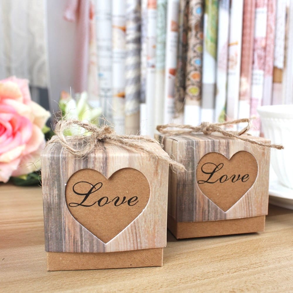 100 DIY Wedding Favor Boxes/Kraft Gift Box/Rustic Favor Box