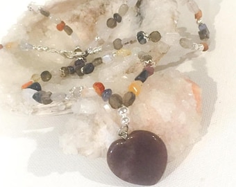 MothersDaySale Multi Gemstone Heart Necklace