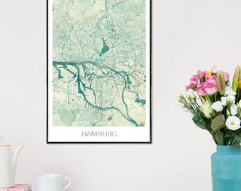 Hamburg City Maps Print - "Hamburg Vintage" at JUNIQE - Artist: Hubert Roguski