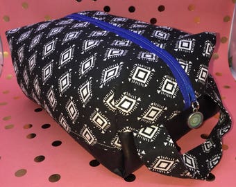 Large makeup bag, toiletry bag, cosmetic case, makeup storage, bridesmaids gift, black and white