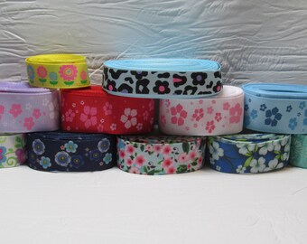 Grosgrain ribbon bundle 11 yards of flower prints, Kit