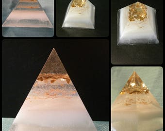 White Gold Pyramid Paperweight