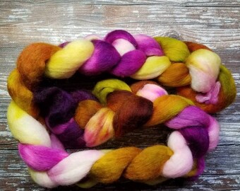 Spinning fiber corriedale combed top 100g hand dyed indie dyed spinning felting fiber combed top