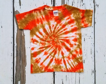 Tie Dye Toddler Tee // Orange and Amber Spiral // Gildan 3T Toddler T Shirt