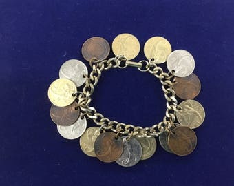 Random Foreign coin charm Bracelet 7 “