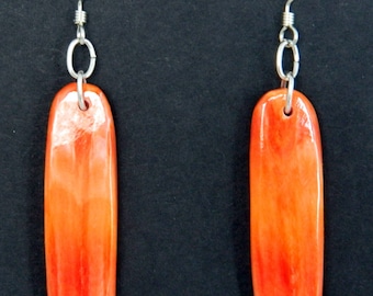 Native American Santo Domingo Orange Spiny Oyster Sterling Silver Handmade Earrings