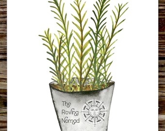 Watercolor Potted Herb Series // Custom Prints // Cilantro // Lavender // Rosemary // Sage // Mint