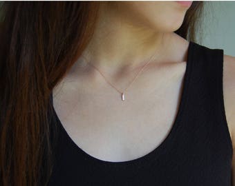 Solid Rose Gold Necklace Dainty Necklace Rose Gold Necklace 14K Rose Gold Bar Necklace Rose Gold Jewelry