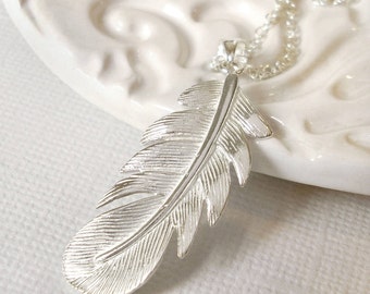 Sterling Silver Feather Necklace