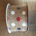 Blue Red White Dot Burlap Ribbon 2.5" x 15ft Wedding Decor Jute Wreath Spring Summer July 4th Hero Military Memorial Day