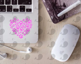 Paw Print Heart Decal