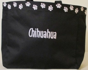 Chihuahua Tote Bag, Carrier, Personalized, Embroidered