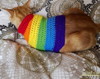 Rainbow Cat Sweater-Cat Sweaters- Cat Clothes- Cat Shirt-Pet Sweaters