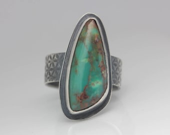 Turquoise Ring, Sterling Silver Ring, Statement Ring, Mother's Day Gift, Gift for Her, Le Chien Noir, Size 6.5