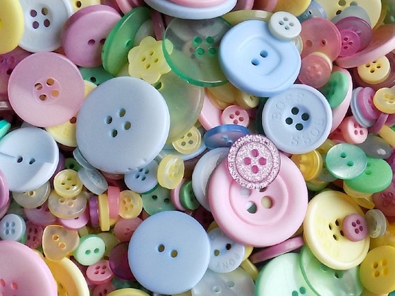 50 Pastel Buttons Mixed Button Sizes Sewing Buttons