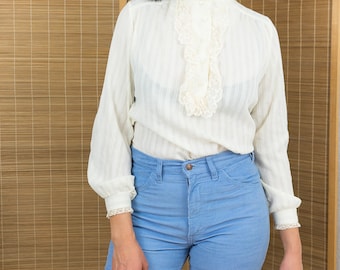 1960's Victorian Ruffle Front Blouse