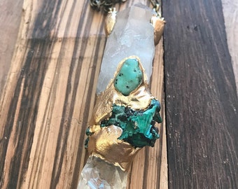 Quartz Malachite Turquoise Necklace