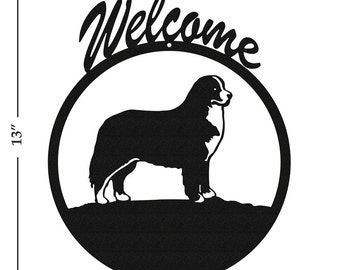 Dog Bernese Mountain Dog Black Metal Welcome Sign
