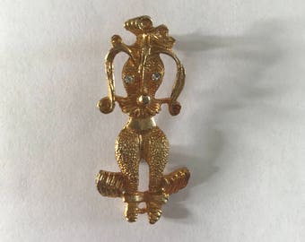 1950s 1960s Gold Poodle Brooch