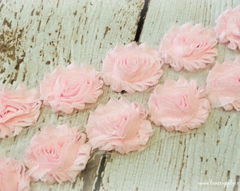 Shabby Chiffon Flower Trim - Your Choice: 1/2 yard or 1 yard - LIGHT PINK - Chiffon Flower Trim by the yard