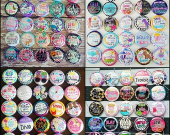 25pc. Flat Back Button Grab Bag - MISC. SAYINGS