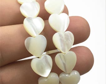 10mm Mother Of Pearl Shell Heart Beads, Shell Jewelry